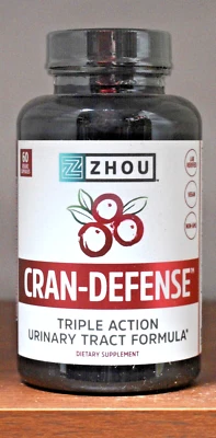 Zhou Cran-Defense D Mannose Cranberry XBAC 60 Caps Triple Action Urinary Tract - Image 1 of 3