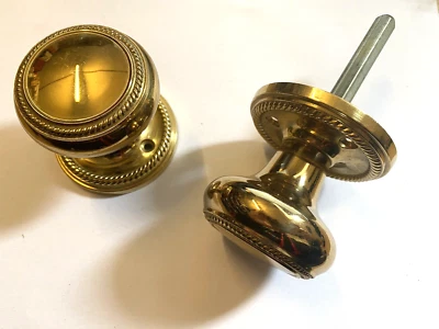 Brass Mortice Knob Set Belgravia Design 64mm Diameter Rose 55mm Knob - Old Stock - Image 1 of 4