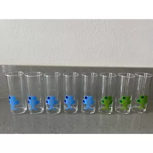 Pierre Cardin Drink Glass Tumblers Set of 8 MCM midcentury blue green - Picture 1 of 9