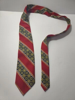 Corbata cuello hombre poliéster vintage años 40 50 60 70 haband's rojo azul dorado Foto 1 de 3