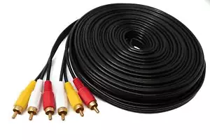 Cinch 3 RCA Cable 15 m Plug to Plug Stereo & Composite AV Adapter Black - Picture 1 of 4