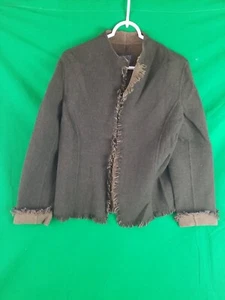 Lafayette 148 Sweater Size 4  Open Front Cardigan With Fringe Wool And  Cashmere - Picture 1 of 8