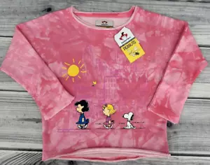 FELPA APPAMAN PEANUTS SLOUCHY rosa chiaro tie dye bambina taglia 6 nuova con etichetta - Foto 1 di 4