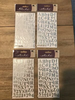 Juego de 4 pegatinas EK Success Sticko Calent plata SM letras del alfabeto Foto 1 de 2