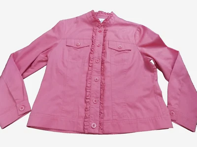 Chaqueta Appleseed's Petite Rosa Coral Volantes Botón Completo Delantero Algodón 10P ¡LINDA! Foto 1 de 4