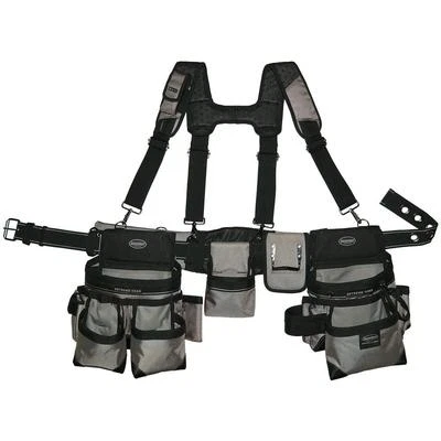 Gray Tool-Belt Construction Suspender Strap Holster Pocket Pouch Bag Framer-Rig - Image 1 of 3