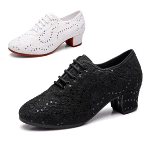 Mujeres Zapatos de Baile Latino de Salón Modernos Tango Salsa Jazz Zapatos 3/5 cm Tacón Cuadrado - Imagen 1 de 24