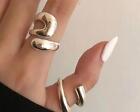Chunky Silver Ring Set For Women 2 PCS, Adjustable Ring, SECONDS REDUCED