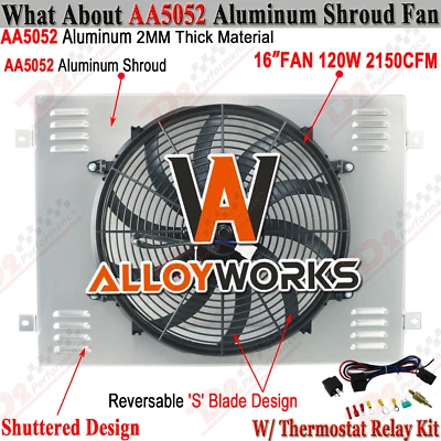 Aluminum Shroud Fan+Relay For 1979-1993 Dodge D/W 100 150 250 350 Ramcharger V8 Foto 1 de 4