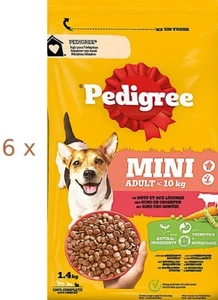 6 x 1,4 kg Pedigree Adult Mini Rind Gemüse (€4,91/kg) Hundefutter Trockenfutter - Bild 1 von 2