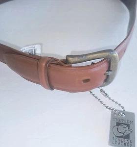 Cinturón marrón Stetson de cuero italiano para hombre 38-40 cuero genuino tejido detalles - Imagen 1 de 15