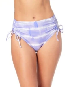 Juniors Talla Traje de baño inferior de bikini de cintura alta teñido con corbata M púrpura California Waves - Imagen 1 de 6