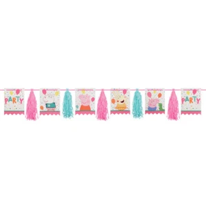 GUIRNALDA DE BORLA BANNER PEPPA PIG ""Fiesta de confeti"" (1)~ Suministros para fiesta de cumpleaños - Imagen 1 de 1