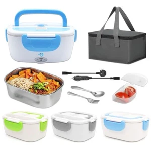 Fiambrera Calefacción Eléctrica 110V Portátil para Coche Oficina Calentador de Alimentos Caja (Azul) - Imagen 1 de 7