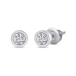 1/5Ct Lab Grown Diamond Solitaire Stud Earrings in 10K Solid White Gold - Picture 1 of 12