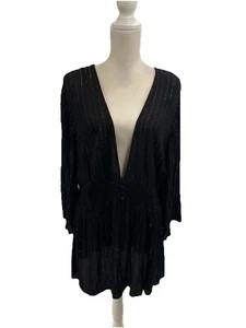 NWT Torrid Size 1X Black Gold Striped Button Front Blouse Elastic Waist Ruffle - Picture 1 of 9