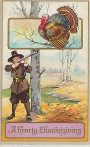 CARTOLINA AUGURALE THANKSGIVING PICCOLO FORMATO  MOLTO BELLA - VIAGGIATA - Foto 1 di 2