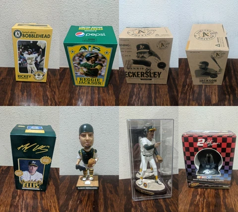 Oakland A's Bobbleheads, Nascar helmet snowglobe Cover
