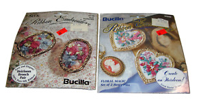 Lot 2 BUCILLA  Ribbon Embroidery Kits  Brooch Pairs - Floral Magic & May Flowers