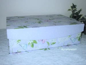 Lavender Butterfly Storage Keepsake Box Flip Top - 12.5" Sheffield Home - Picture 1 of 5