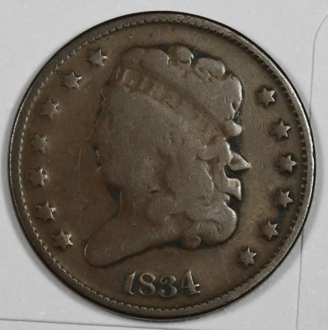 1834 Half Cent.  VG.  186103 Cover