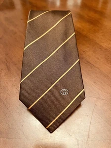 Corbata Gucci GG LOGOTIPO Corbata Seda MARRÓN Para Hombre CORBATA DE DISEÑO ITALIA Dorada - Imagen 1 de 8