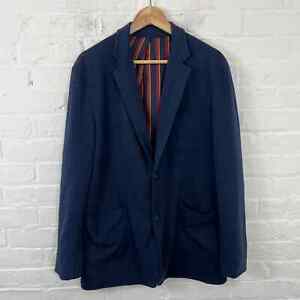 Saks Fifth Avenue Men's Merino Blend Sweater Blazer Long Sleeve Blue Size 42