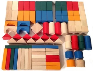 Wooden Shaped Blocks Set 98pcs - Picture 1 of 8