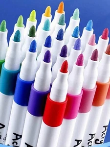 60 Colors Acrylic Paint Pens Brush Tip Waterproof for Rock Painting Wood Plastic - Picture 1 of 9