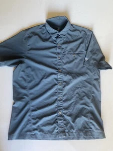 Kuhl Tufflex Button Front Polo Shirt Mens Medium Blue Navy Short Sleeved - Picture 1 of 8