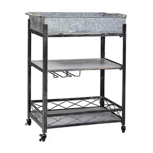 Daisy Galvanized Bar/Serving Cart 26¾" x 13¾" x 31" - Picture 1 of 2