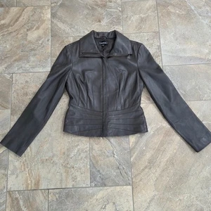 Bebe Motorradjacke Echtleder braun schokoladenfarben tailliert Damen Medium - Bild 1 von 7