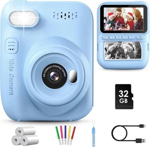 Kids Camera Instant Print 3.0'' Large Screen 32GB Card & 3 Rolls Paper 1080P - Picture 1 of 8