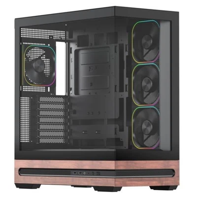 Vida Elegance Black Argb Gaming Case W/ Glass Side & Front Atx Real Wood Psu Shr - Image 1 of 2