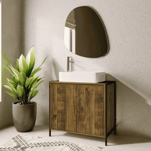 Locastra Waschtischunterschrank Bad Aufbewahrung Organizer Bodenschrank modernes Design - Bild 1 von 5