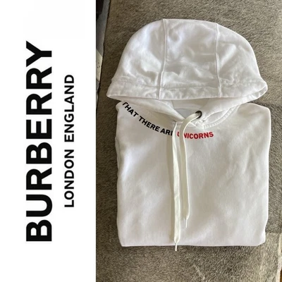 Sudadera con capucha Burberry London blanca Unicorn Quote talla S Foto 1 de 4