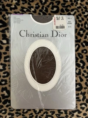 Christian Dior VTG Diorissimo 4443 Ultrasheer Pantyhose Neu Brown Size 4 USA NOS - Image 1 of 4