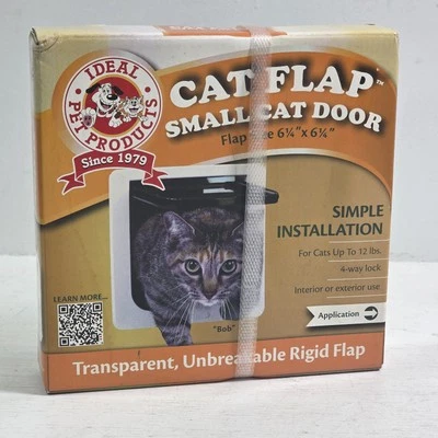 Ideal Pet Products Cat Flap Small Cat Door (6 1/4" x 6 1/4") White New in Box - Image 1 of 4