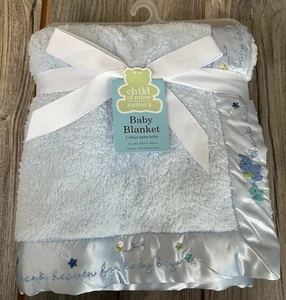 Carters Child of Mine Thank Heaven for Baby Boys Elephants Blue Satin Trim NEW - Picture 1 of 8