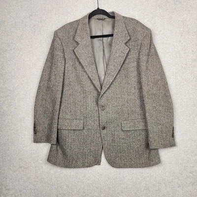Vintage Bill Blass Blazer Mens Large Herringbone Wool Sport Coat Foley’s USA 90s - Image 1 of 4