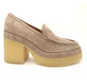MARC FISHER Lina Platform Loafer Suede Penny Taupe, Beige Platform New Size 9 - Picture 1 of 13