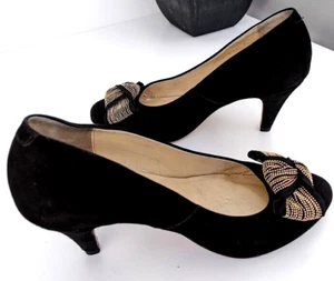 Van Dal Elm Womens Black Suede Court Shoes 5. 1/2 EE 57 V - Picture 1 of 10
