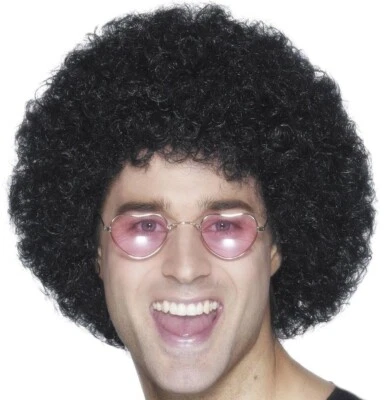 70s 1970s 80's 1980s Unisex Afro Wig Disco Fancy Dress Black by Smiffys Foto 1 de 4