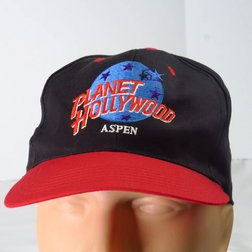 Sombrero rojo negro Snapback Planet Hollywood Aspen vintage años 90 PROMOCIÓN bordado S/M Foto 1 de 4