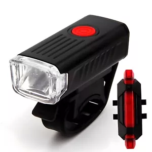 USB Wiederaufladbares Fahrrad Scheinwerfer & Rücklicht Set - Wasserdichtigkeit & Helle LED - Bild 1 von 5