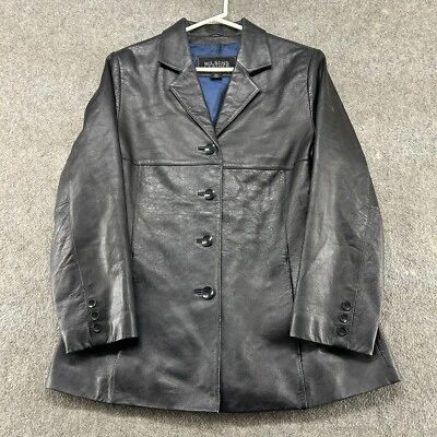 Abrigo de cuero Wilsons para mujer XL negro Pelle Studio genuino chaqueta real suave Y2K Foto 1 de 4