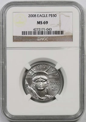 2008 Platinum Eagle $50 Half-Ounce MS 69 NGC 1/2 oz Platinum .9995 - Image 1 of 4