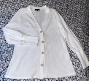 olivia blu Womens Blouse Color White Size Large Long Sleeves - Picture 1 of 11