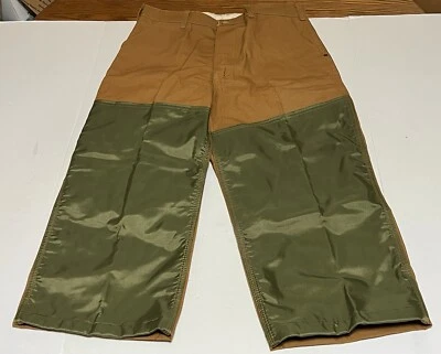 Vtg SafTBak Pants Mens 34x23 Hemmed Brown Canvas Hunting Brush Guard Made in USA - Image 1 of 4