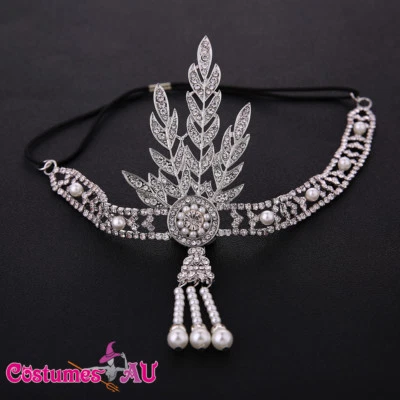 Diadema Gran Gatsby Años 20 Vintage Tocado de Novia Disfraz Accesorio Foto 1 de 4